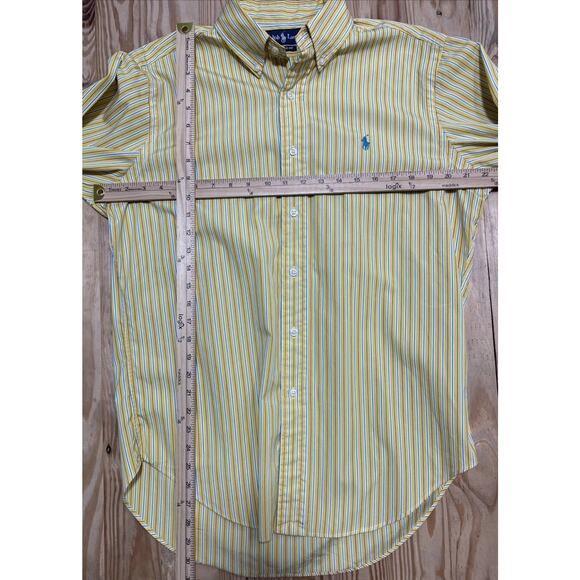 RALPH LAUREN CLASSIC FIT BUTTON UP LONG SLEEVE STRIPE YELLOW/BLUE SHIRT Medium - Picture 7 of 7
